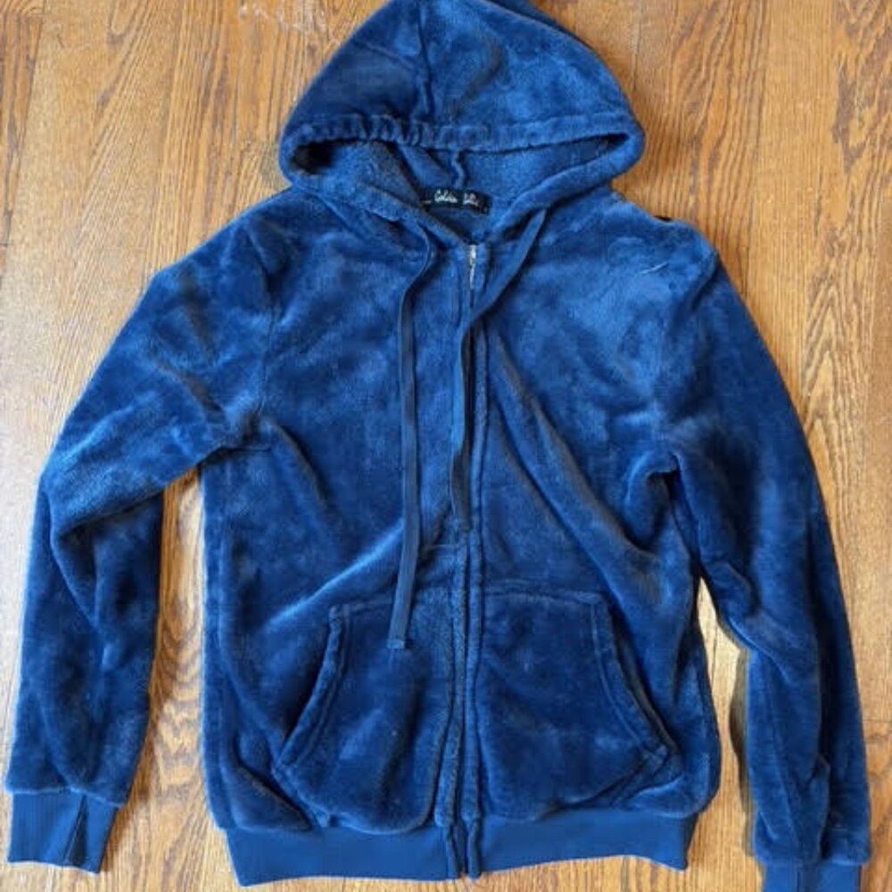 blue zip jacket hood y2k